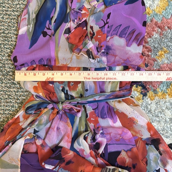 Adrianna Papell 100% Silk Floral Feminine Dress Size 8 Summer Cocktail - Picture 8 of 10